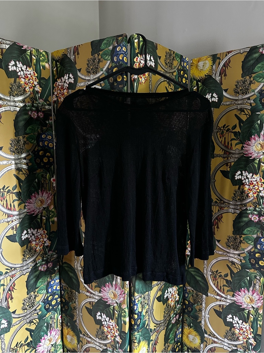 Dolce & Gabbana Sheer Black Long Sleeve Tee Boat Neck Small